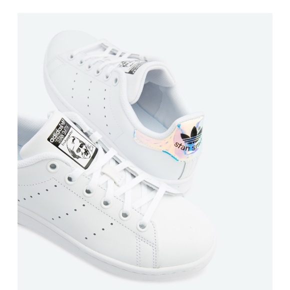 Rare Adidas Stan Smith White Leather Shoes with holographic detailing - Picture 1 of 7